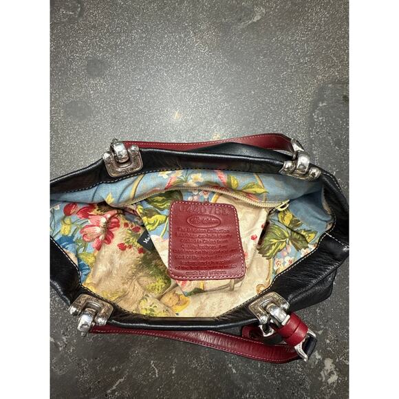 Brighton Black Leather Small Jodi Reversible Tote Handbag, heart stitch design - Picture 10 of 13